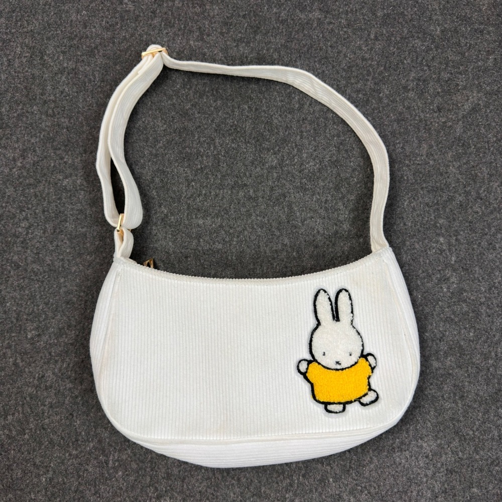 Miffy Corduroy Shoulder Bag White Dick Bruna Just Peachy Chenille Patch Purse